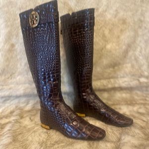 Tori Burch Embossed Alligator Boots